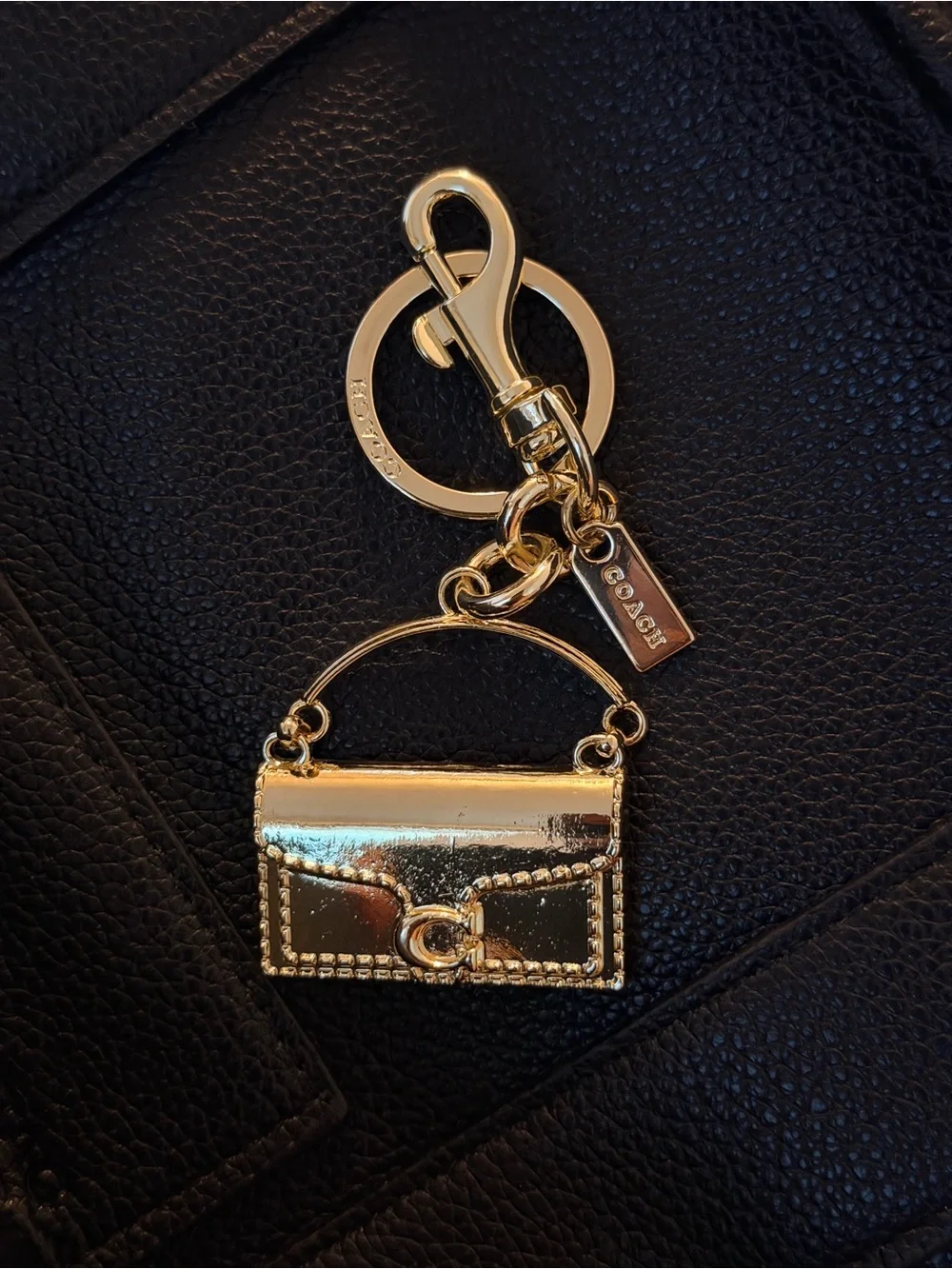 Coach Gold-Tone Keychain with Pink and Lavender Enamel Charms